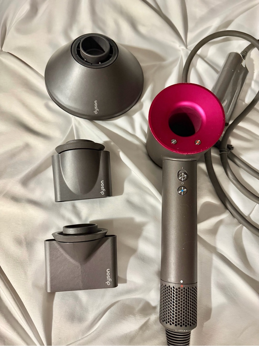 Dyson Supersonic Hair Dryer in Gunmetal with Pink Accents
